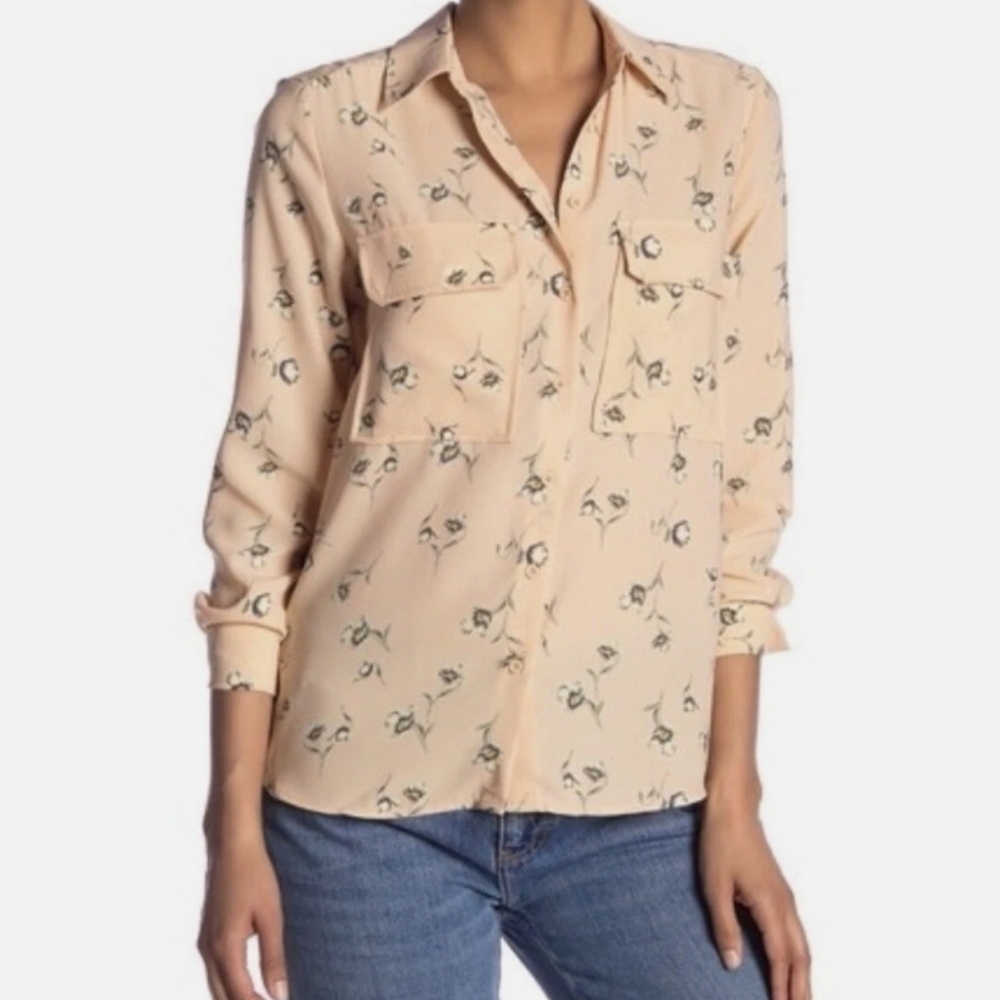 Elodie Peach Floral Button Down Shirt Size - S